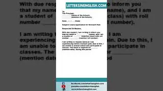 Leave Letter for Stomach Pain - How to write Leave Letter to School Principal for Stomach Pain