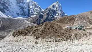 Hiking towards Thukla (4620m), Tobuche and Cholatse, Everest Base Camp Trek, Himalayas, Nepal 2022