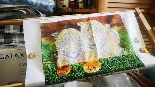 Вышивка бисером "Пара тигрят" процесс