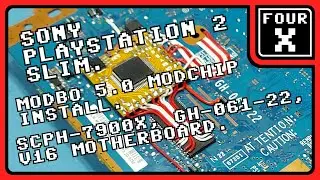 Sony PlayStation 2 Slim - ModBo 5.0 ModChip Install - SCPH-7900X (GH-061-22, v16 Motherboard)