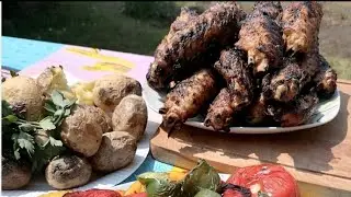 КРЫЛЬЯ ИНДЕЙКИ на МАНГАЛЕ с ОВОЩАМИ