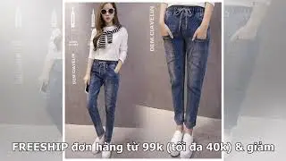 FREESHIP TOÀN QUỐC 99K_ Quần Jean Cạp Chun Dây Đeo Giả Yếm