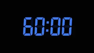 60 Seconds Digital Countdown Timer | Black Background | Blue Text | No Sounds