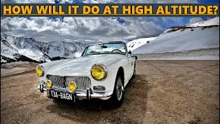 Driving my 1971 MG Midget up 11,990FT Mountain Road.