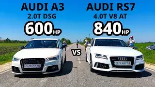 Самая БЫСТРАЯ в России AUDI A3 2.0T 600л.с. vs AUDI RS7 840л.с. 320км/ч. OCTAVIA A7 1.8T. SEAT LEON.