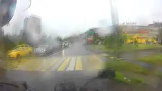 Как упасть на мотоцикле на рельсах в дождь?