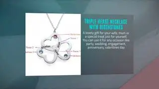 Personalized Triple Heart Necklace With Birthstones