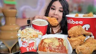 JOLLIBEE GRAVY FOUNTAIN MUKBANG! Fried Chicken,Jolly Spaghetti,Adobo Rice,Crispy Fries ASMR filipino