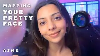 ASMR detailed face mapping, measuring, skin analysis | lights, tracing, dermatology clinic analysis