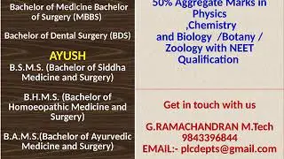 Scope for BSMS  studies in Tamil Nadu