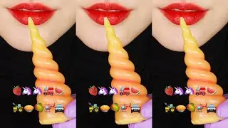 VERTICAL MUKBANG SUGAR ICING COOKIES ASMR FRUITS JELLY EATING SOUND ASMR EMOJI FOOD ASMR 🚜