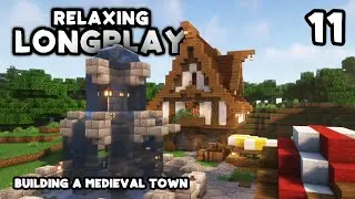 Building a Medieval Town in Minecraft - Town Center (No Commentary) [Survival 1.19]