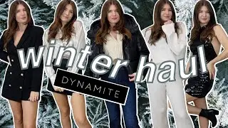 DYNAMITE HAUL 2023 | Massive $1,400 winter haul  - sparkly dresses, knits & loungewear