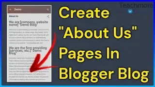 How To Create About Us Page In Blogger BlogWebsite? | Blogger Website Me About Page Kaise Create Kre