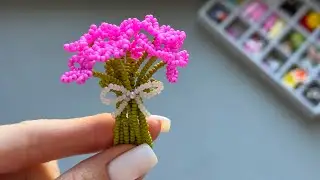 💐 Mini beaded bouquet of flowers. Tutorial 🌸