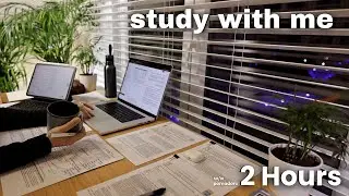 2 HOUR STUDY WITH ME on A RAINY DAY⎢Background noise, 10 min Break, No MUSIC, Study with Merve