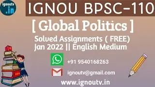 IGNOU BPSC-110 Solved Assignment Jan 2022 [FREE] || IGNOU BAPSH || IGNOU TV || IGNOU ||