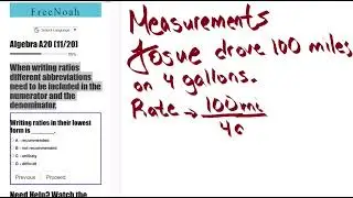 Algebra Assessment 20 Question (10/20) Writing Rates and Measurements