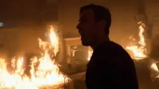 Leftovers: Laurie, Kevin, and Jill at the burning homes