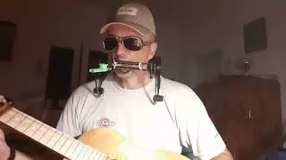 3 string guitar and C harmonica,  blues song idea practice