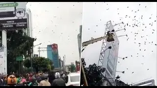 Heboh.. Hujan duit warga berlarian di Kuningan, Jakarta