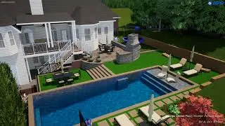 Escape to Barker's Luxury: Witness the Exquisite 3D Flyover of a Dream Swimming Pool