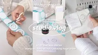 small business diaries ─⋆. stamp sticker logo w/me + packing huge order | studio.vlog 68 ⋆. 𐙚 ˚🤍💭