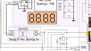 УНЧ Блютуз FM USB - принципиальная схема
