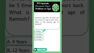 #9 Problems on Ages | TCS Placement Aptitude Paper Problem | IT Placement | 