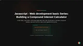 Javascript - Web development basic Series: Building a Compound Interest Calculator