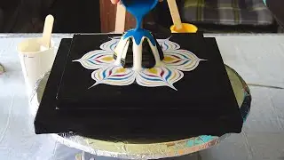 (670) Fluid art on TWO STACKED canvases ~ Cup bottom reverse flower dip ~ Acrylic pouring tutorial