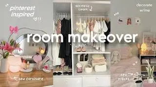 AESTHETIC ROOM MAKEOVER 🎀✮⋆˙ cozy + pinterest inspired, organize & decorate w/me