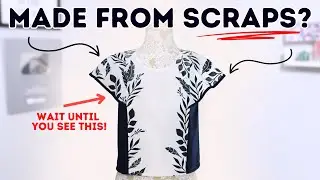 Making a STYLISH top from fabric scraps! (HUGE fabric transformation!)