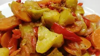 Патиссоны с овощами за 5 минут. Squash with vegetables