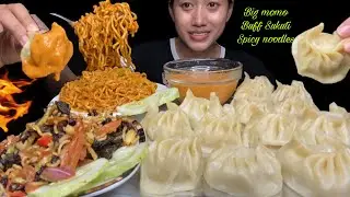 PIRRO BUFF SUKUTI🔥🔥 BIG CHICKEN MOMO😍😍|| SPICY CURRENT NOODLES🔥 MUKBANG❤️|| Eat with Aarati
