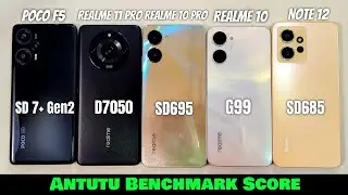 POCO F5 Vs Realme 11 Pro Vs Realme 10 Pro Vs Realme 10 Vs Redmi Note 12 Antutu Benchmark Score