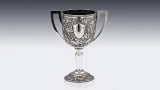 ANTIQUE 20thC CHINESE EXPORT SOLID SILVER TROPHY CUP, WOSHING, SHANGHAI c.1900