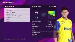 Emanuel Vignato face e football pes 2020 Chievo