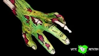 ✅GREEN ZOMBIE HAND Halloween Makeup Tutorial (Pop Art)