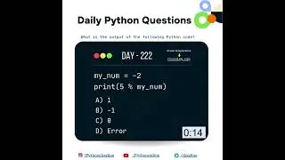Python Coding challenge - Day 222 | What is the output of the following Python Code?  #python