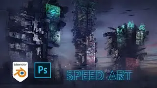 Creating Sci-fi futuristic city concept art in Blender and Photoshop - Cyberpunk Mega-City