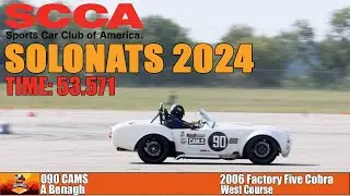 A 2006 Factory Five Cobra drives a 53.71 on West Course at SCCA Solonats 2024