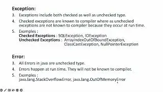 Difference between Exception and Error in java 