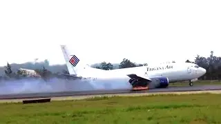 This Plane lands without the back landing Gear