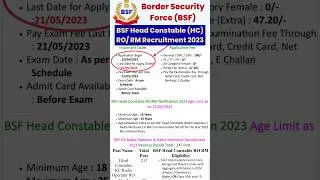 BSF Head Constable RO RM Online Form 2023//shorts 
