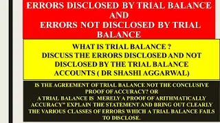 ERRORS DISCLOED  /ERRORS NOT DISCLOSED BY TRIAL BALANCE/BUSINESS ACCOUNTING