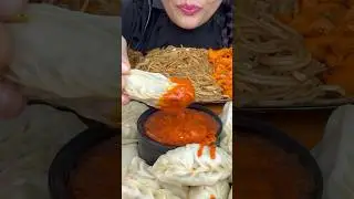 MOMO EATING SPICY CHUTNEY ASMR #mukbang