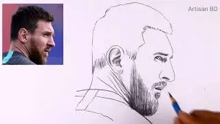 Pencil Drawing of Portrait Lionel Messi | Easy Pencil Sketch, Messi from Inter Miami 