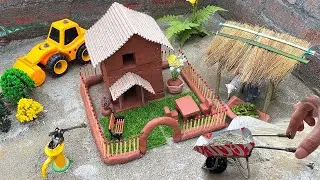 DIY how to make clay house | horse sheep – cow shed | mini hand pump | mini hand trolley