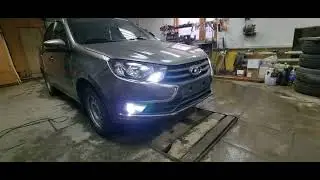 Установка  LED ПТФ в GRANTA FL.